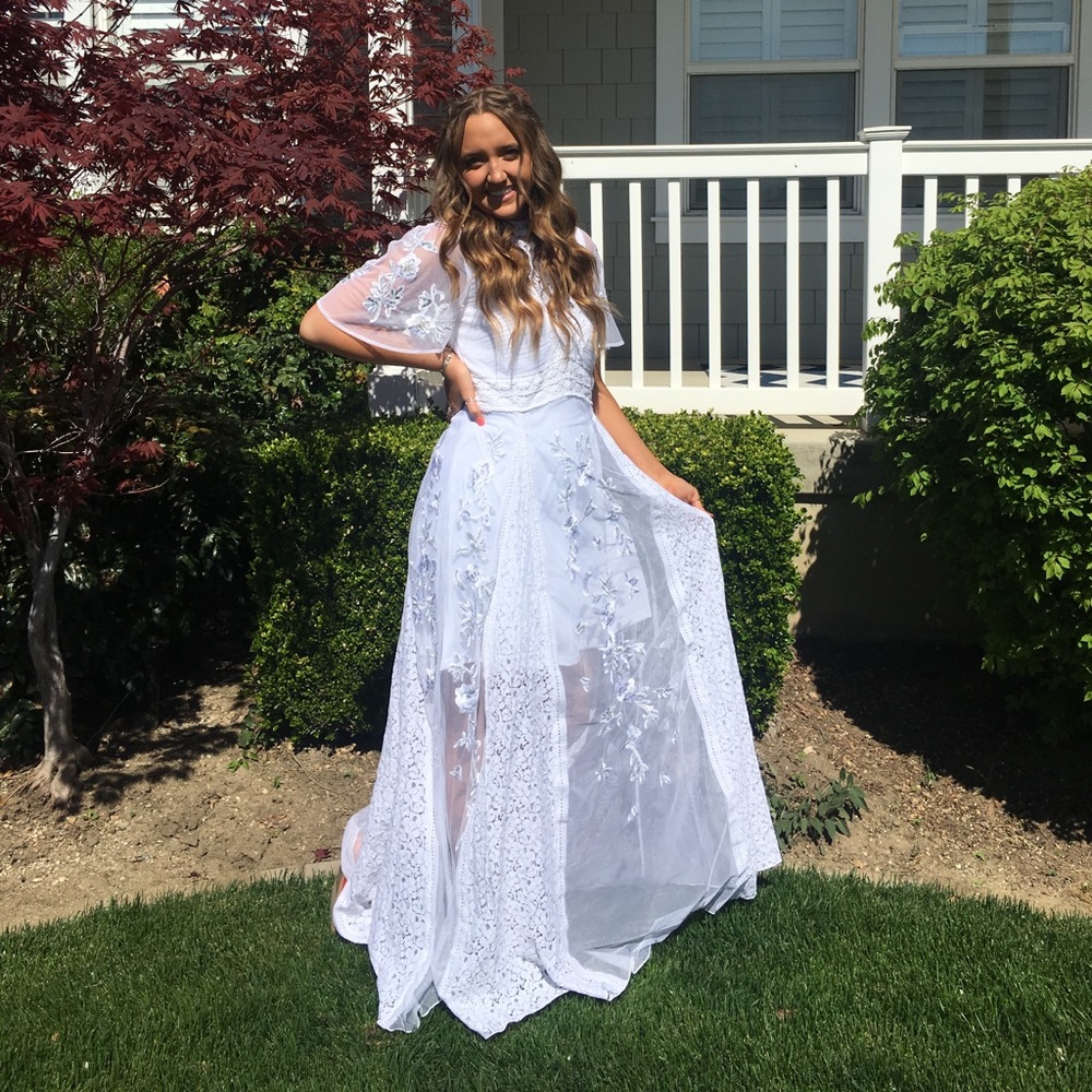mesh overlay dress with slip